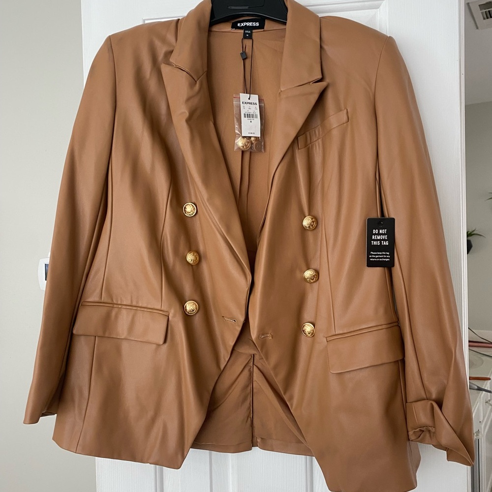 Women’s Express Camel colored blazer with gold accents